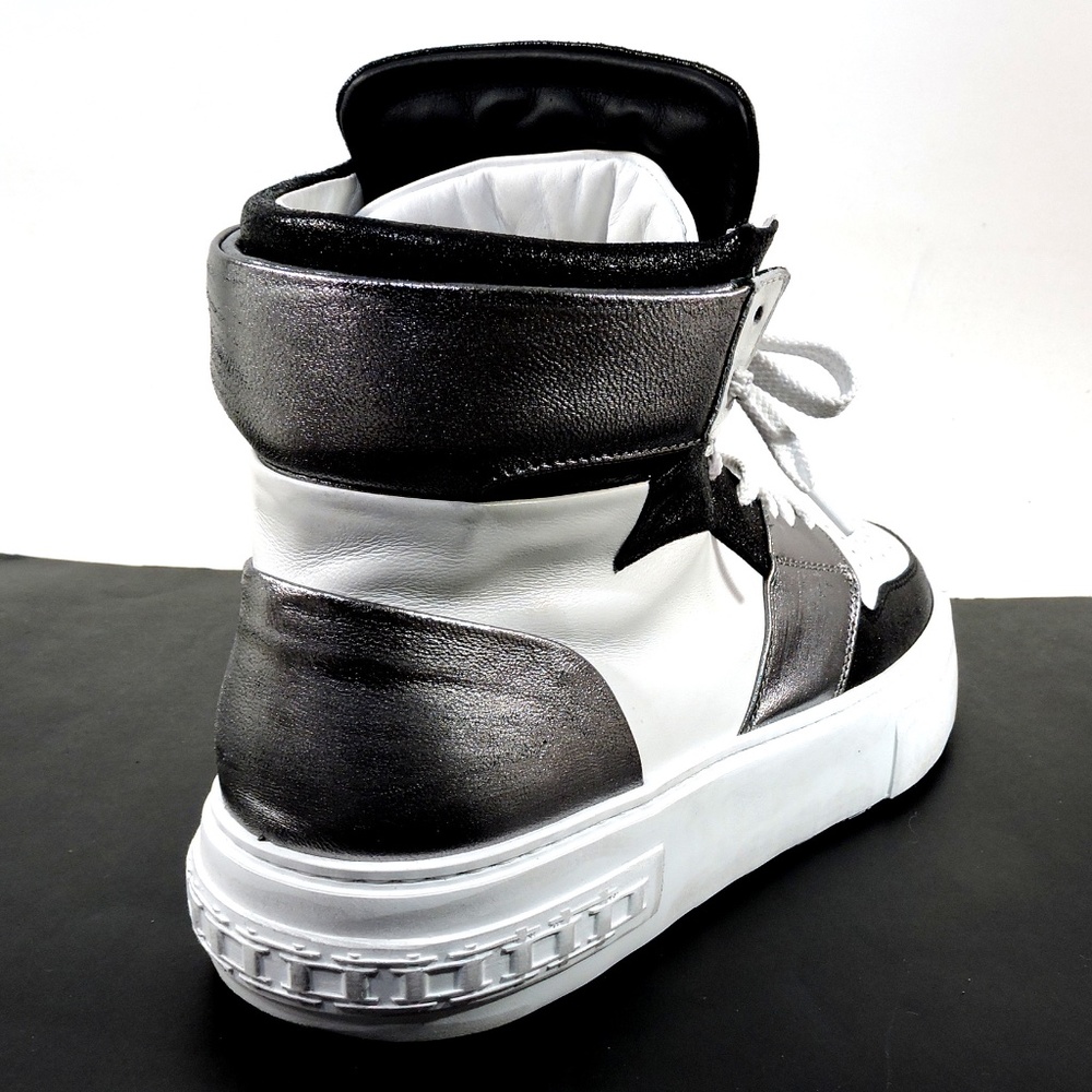 TAKE.OFF 🇮🇹 MEN'S WHITE & BLACK SOFT LEATHER FASHION SNEAKERS - Picture 5 of 8